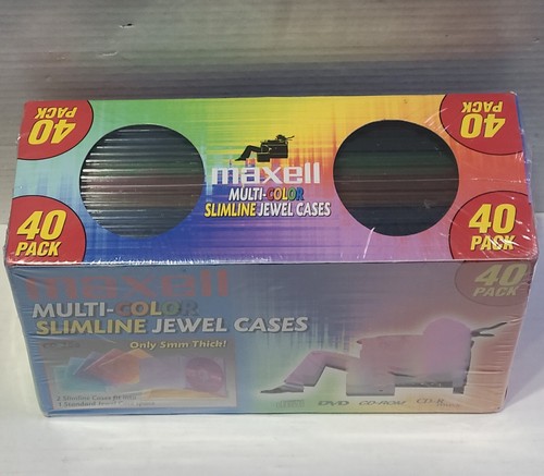 Maxell Slimline Jewel Cases For CD's & DVD's Multi-Color 40-Pack *Slight Crack* - Picture 2 of 2