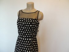 New $128. Adrianna Papell sz 10 black / white polka -dot sleeveless dress Spring