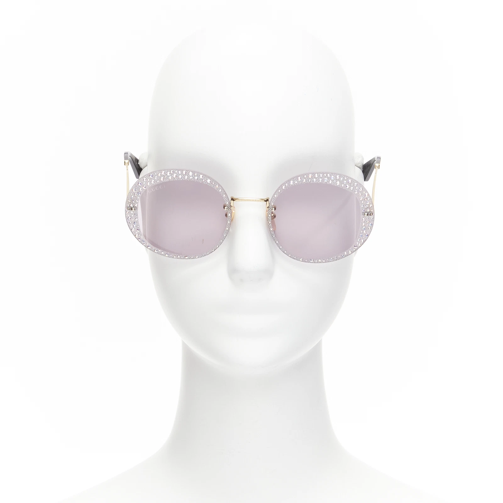 Lunettes de soleil monture ronde GUCCI Hollywood Forever GG0899S cristal argenté noir