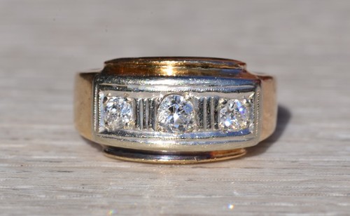 Gentlemen s 14K Two Tone Gold Diamond Ring