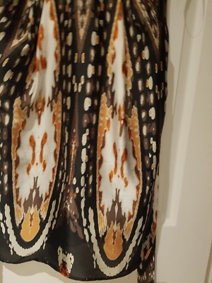 Robe Star By Julien Macdonald Imprimé Abstrait Marron/orange, Col V, Taille 10, Neuve Avec étiquette