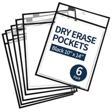 6 Pcs Dry Erase Pockets Sleeves Job Tickets Holders for Teacher Classroom