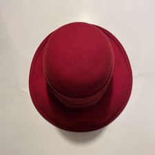 Vintage Tina Too Womens Red 100% Wool Doeskin Felt Hat USA Made