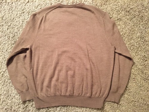 Men's Club Room 100% Merino Wool V-Neck Brown Sweater, Size L - Picture 3 of 4