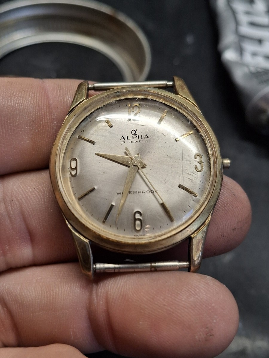 Alpha 17 Jewel Gold Tone Mens Vintage 1960s Watch Mechanical