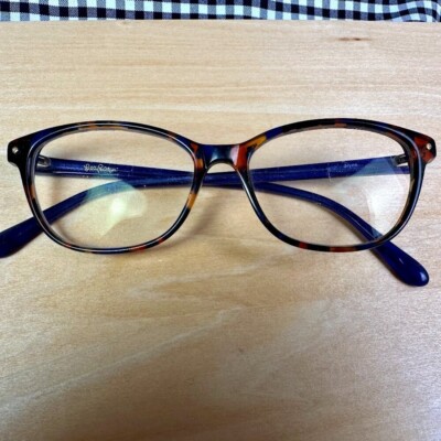 Lilly Pulitzer Brynn Tortoise & Blue Acrylic Oval Cat-Eye Eyeglasses Lilly Pulitzer LIVIE Eyeglasses main image 4