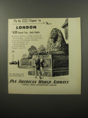 1950 Pan American World Airways Advertisement - Double Decked Clipper to London