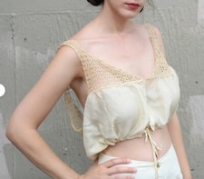 Antique Victorian Edwardian Camisole Blouse Corset/1800s/1900s Vintage Silk