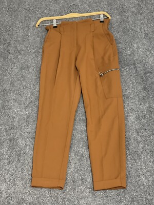Tally Weijl Carrot Pants Womens 10 Cargo Elastic  Zip Brown Career EU:40 N282
