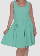 White Mark Women's Blue Sleeveless Pleated A-Line Crystal Dress Plus Size 2XL