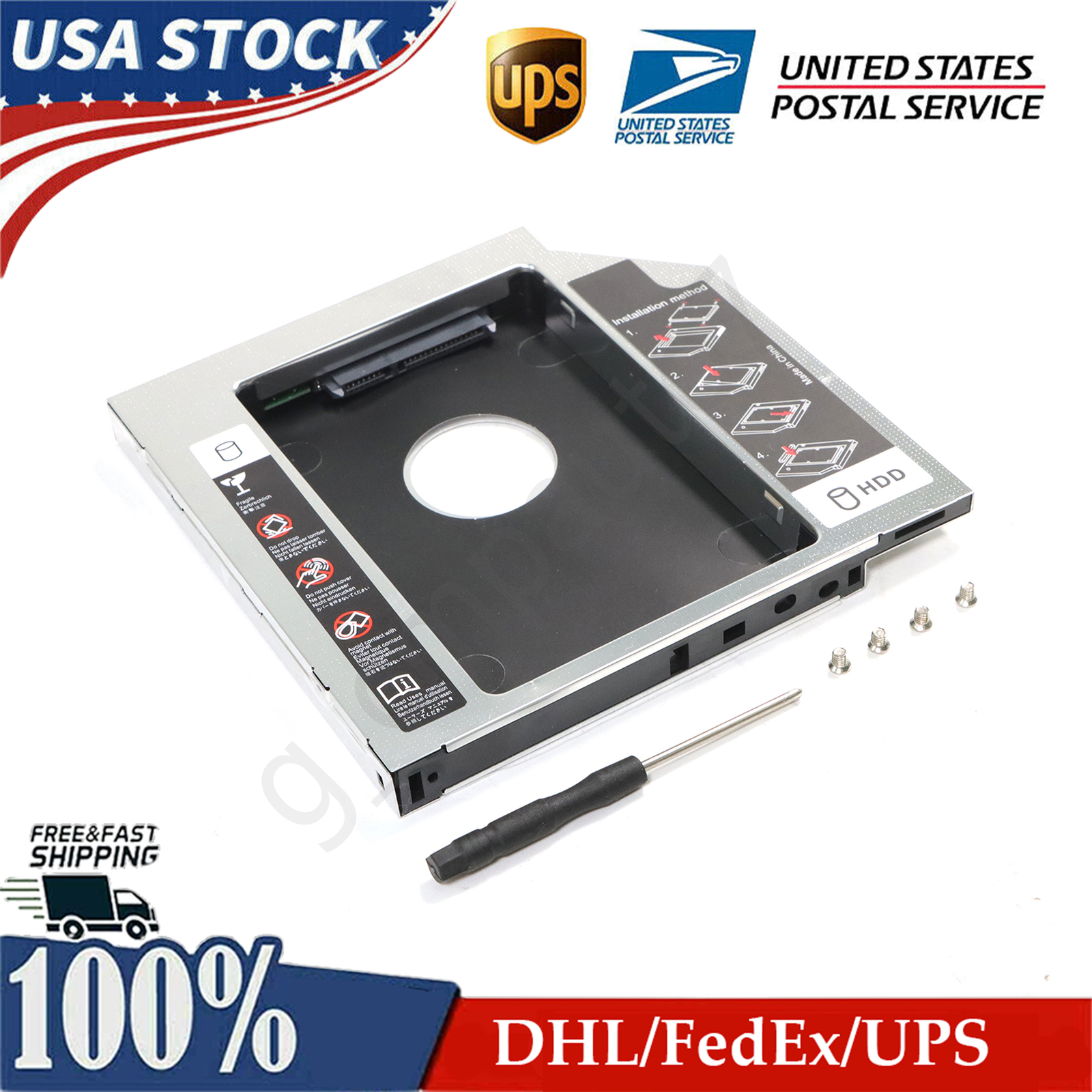 Universal 12.7mm SATA 2nd SSD HDD Hard Drive Caddy for CD/DVD-ROM Optical