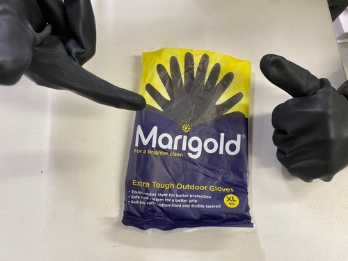 Marigold Outdoor Gloves Pair Large (8 1/2) Extra Tough Black Heavy Duty Hand - Picture 22 of 24