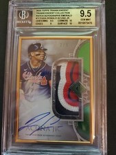 Ronald Acuna Jr 2023 Topps Transcendent Game Used Patch Auto/5 Beckett 9.5