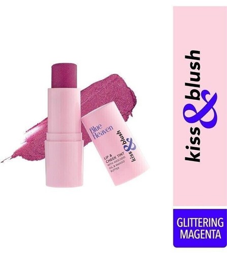 Blue Heaven Kiss & Blush, Lip, Cheek & Eyes Tint, Glittering Magenta, 8.5gm - 第 2/3 張圖片