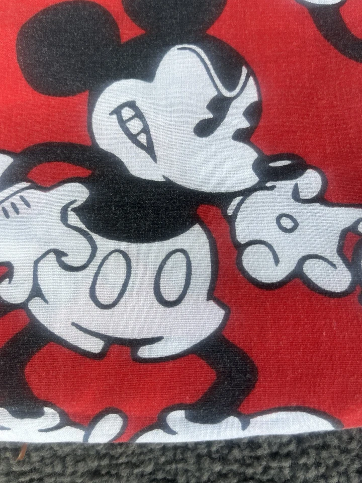 Vintage Mickey Mouse Disney Twin Flat Sheet Twin Fitted Set Black Red White USA - Image 3 of 4