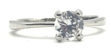 Dainty Classic Sterling CZ White Silver Statement Ring Vintage Size 9 Round