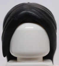 Lego Black Minifig Doll Hair Long Parted in Front and Swept Back Over Shoulders
