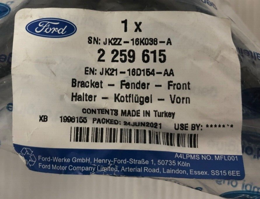 Genuine Ford Transit/Tourneo Custom TTF 2018+ RH Fender Mounting 