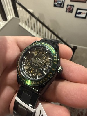    RARE!! Invicta Objet D Art Automatic Watch Skeleton 43mm Black Green 69504