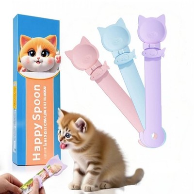 LICKJIMO-3PCS Cat Treat Dispenser,Multi Function Spoon for pink,blue,purple