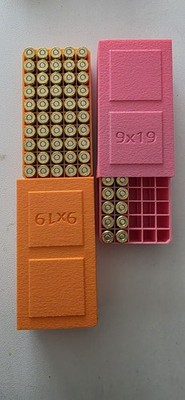 5 Pack Of 9mm Ammo Boxes Stackable And Each Box Holds 60 Rounds