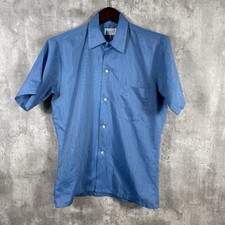 Vintage Towncraft Shirt Mens Small Loop Collar Penneys Blue Penn Prest 60s Camp