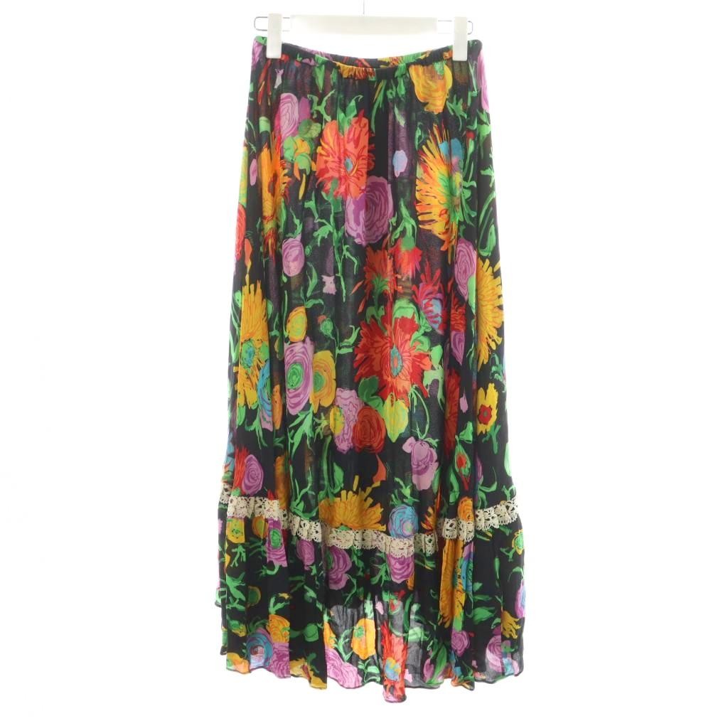 【Skirts】GUCCI Ken Scott Print Viscose Flared Skirt Long Length Floral Lace thumbnail 2