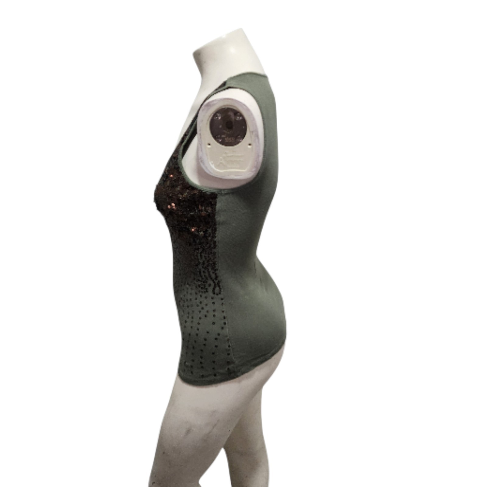 Express Sexy Basic Tank Top Size Medium Green Seq… - image 2