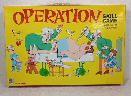 Operation by Milton Bradley, Vintage board skill game 1999 Works Complete