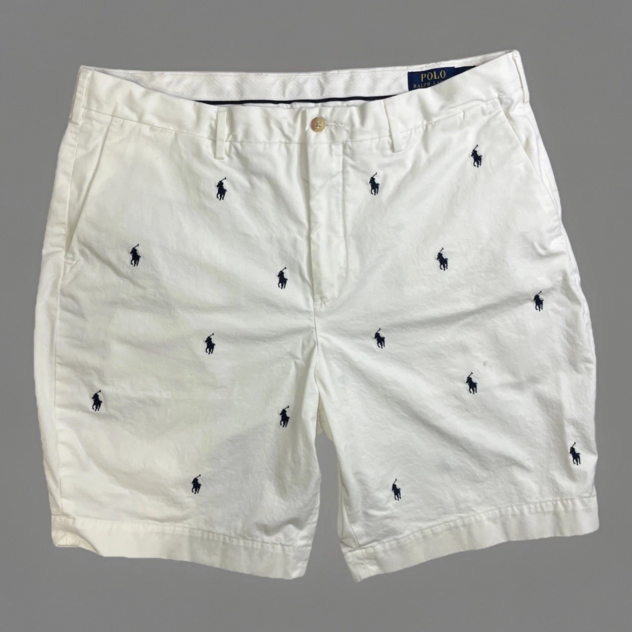 Polo Ralph Lauren Shorts Mens Size 38 Embroidered All Over Pony Stretch Golf