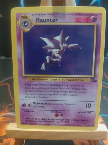 Pokémon TCG Haunter Fossil Card 21/62 Regular Rare, 1999 Vintage