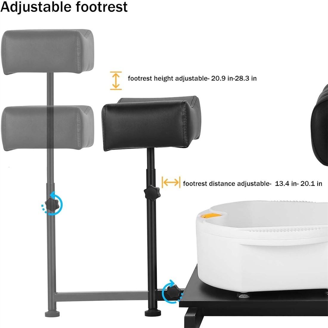 Reclining Pedicure Chair No Plumbing 360° Swivel Hydraulic Nail Salon Spa Chair