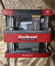 Kwikset TRAFFORD Satin Nickel Round Entry Door Lever Deadbolt Combo SmartKey Set
