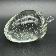 Crystal Clear Glass Strawberry Fruit Paperweight Bullicante Controlled Bubbles