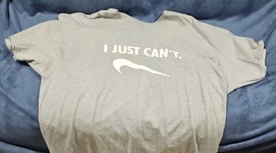 Gray Men's Funny Graphic 'I Just Can't' Crew Neck Short Sleeve T-Shirt 3xl
