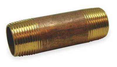 Zoro Select 594-040 3'' MNPT x 4'' TBE Red Brass Pipe Nipple Sch 40