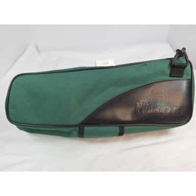 Nikon Camera lens Bag Green Canvas Black Trim Shoulder Strap Vintage Case