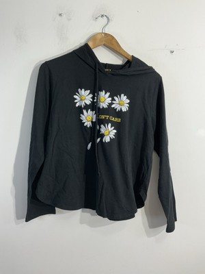Girls Queen Bee XL Black Pullover Hoodie Flower Accent