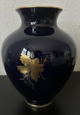 Bareuther Waldershof Bavaria Vase Echt Cobalt 22K Gold – Handarbeit