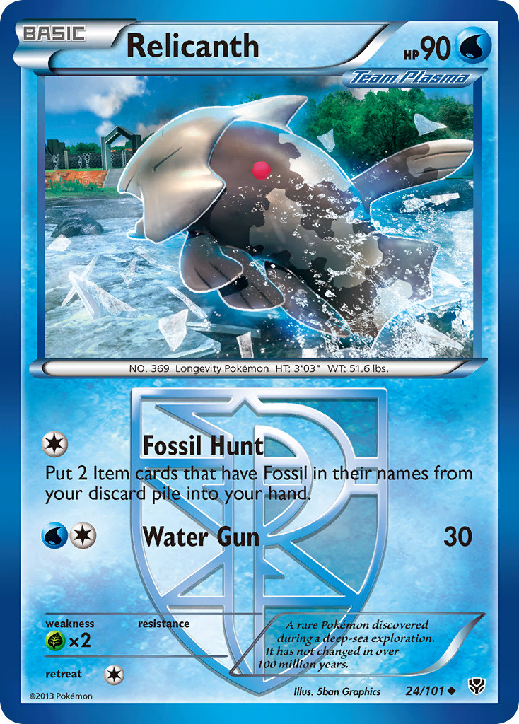 Relicanth 24/101 UC Plasma Blast Pokemon Reverse Holo NM/M