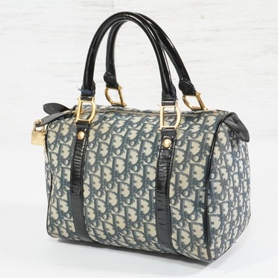 Christian Dior Dior Trotter Navy Boston Bag Hand bag Canvas AP30B1