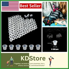 500PCS Professional Tattoo Ink Caps – Durable Plastic Cups for Precise Ink Ha...