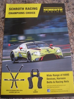 SCHROTH RACING CHAMPIONS CHOICE HANS GERÄTE GURT 2018 WERBUNG A4 FEILE 50