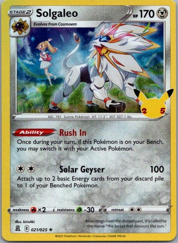 Pokemon TCG Solgaleo 21/25 Celebrations Holo NM