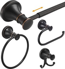 Oil Rubbed Bronze Bathroom Accessory Set, 4-Piece Wall Mount Hardware