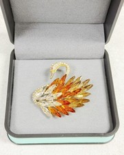 Swan Brooch, Crystal Brooch, vintage brooch, Fancy brooch, Statement Brooch