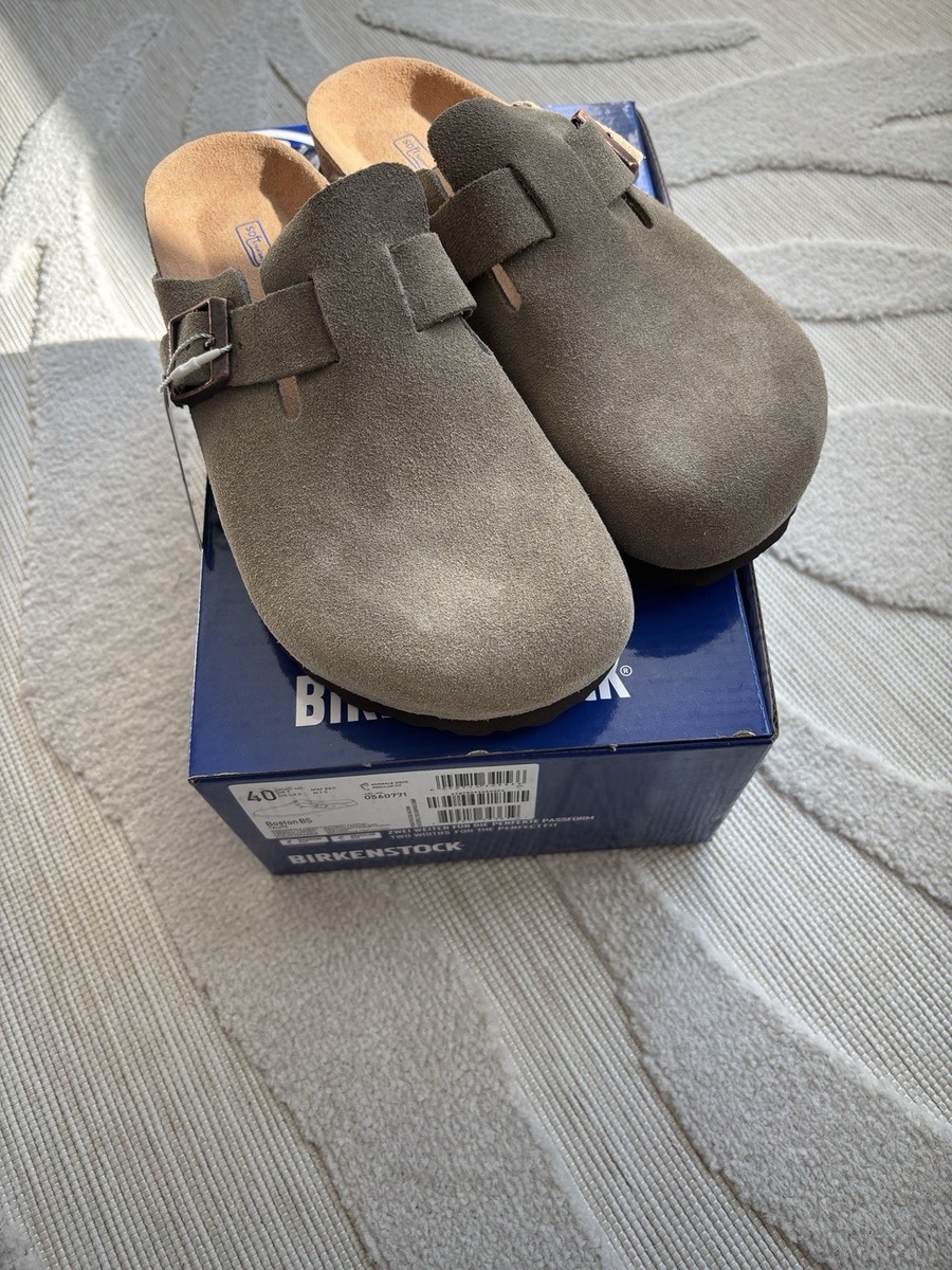 Boston Taupe Suede Birkenstock Suede Clogs Womens Birkenstock
