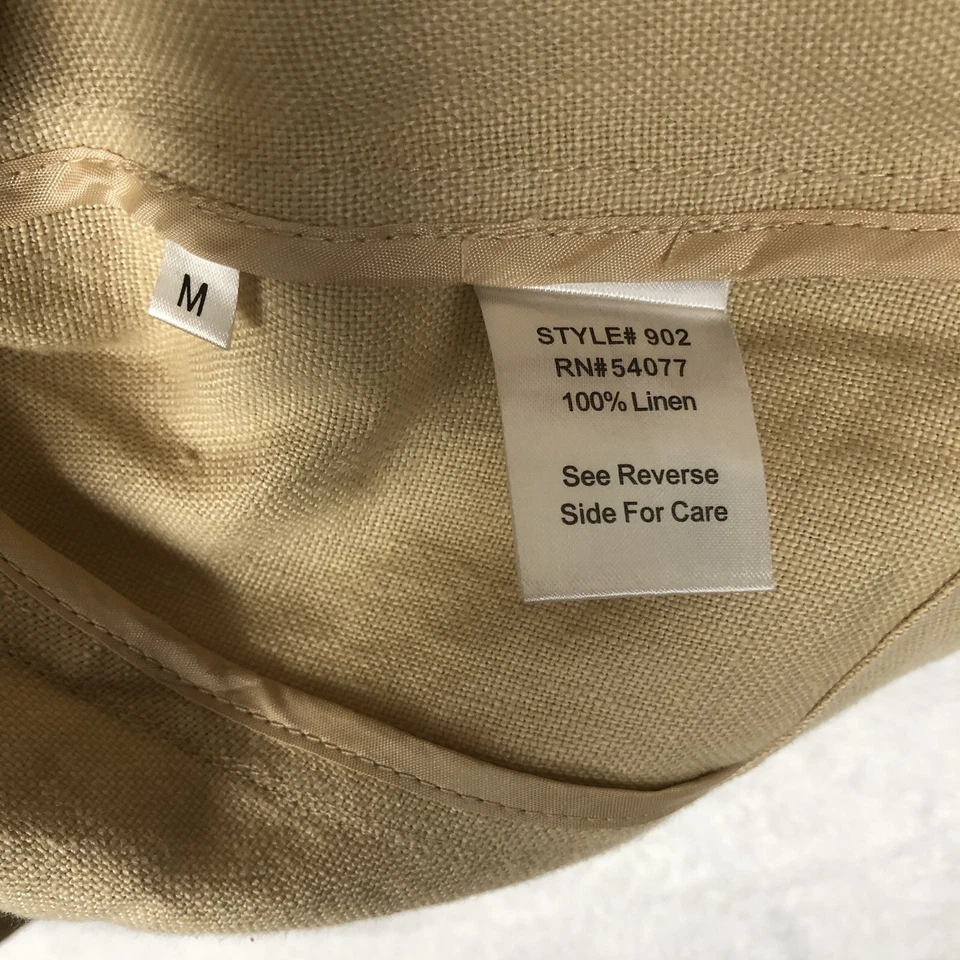 CABI 100% Linen Ruffled Back Blazer Jacket Sz M Beige Pockets One Button S/S - Image 4 of 4