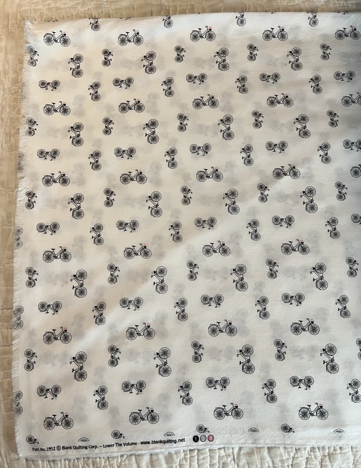 3 Yd 17" Blank Quilting Corp Lower The Volume Tossed Bicycle Cotton Fabric 43" - Image 2 of 4