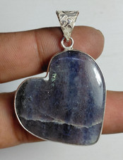 Natural Iolite Sunstone Gemstone Heart Pendant Handmade Jewelry Free Shipping